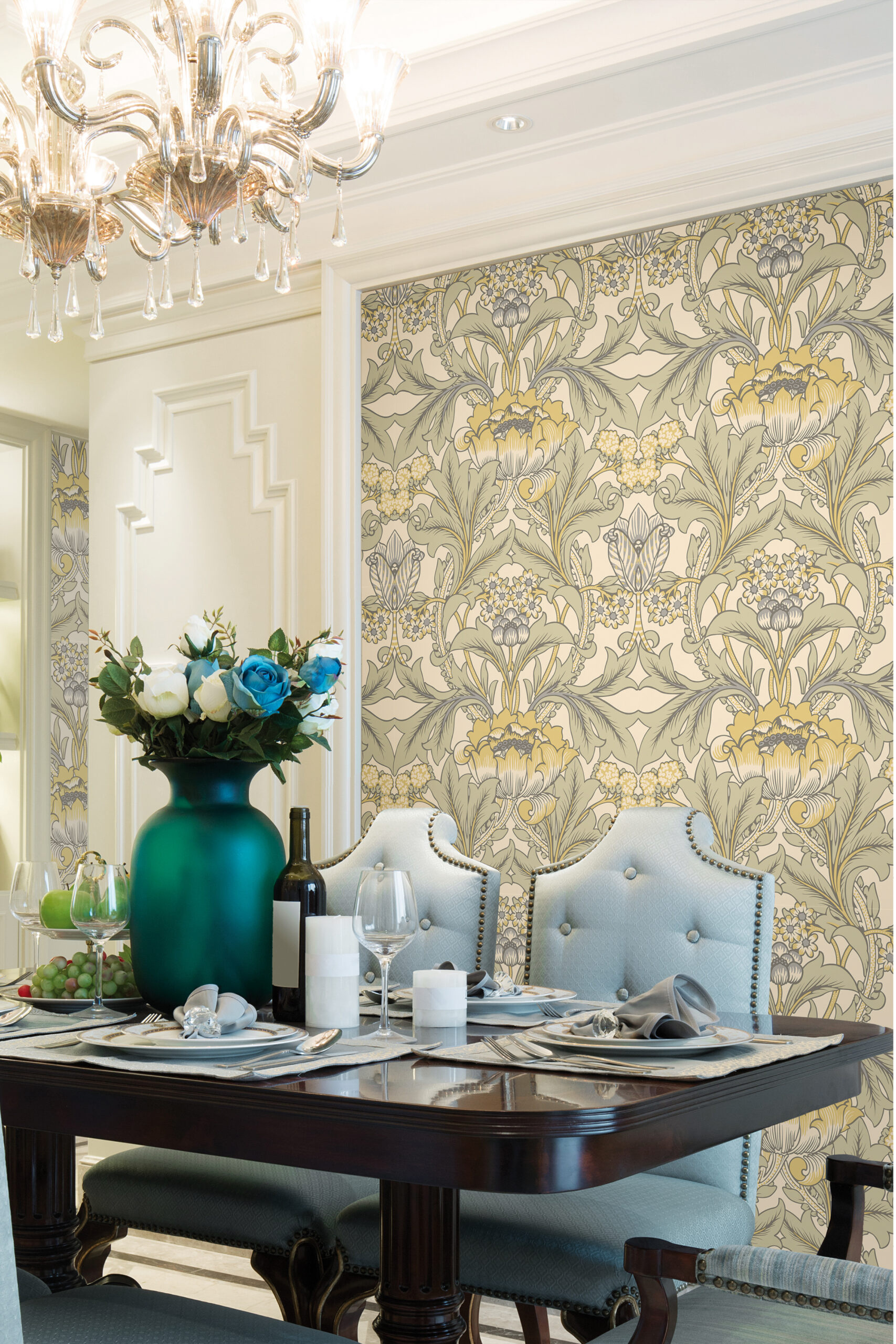 William Morris large scale pattern wallpaper in a traditional style
