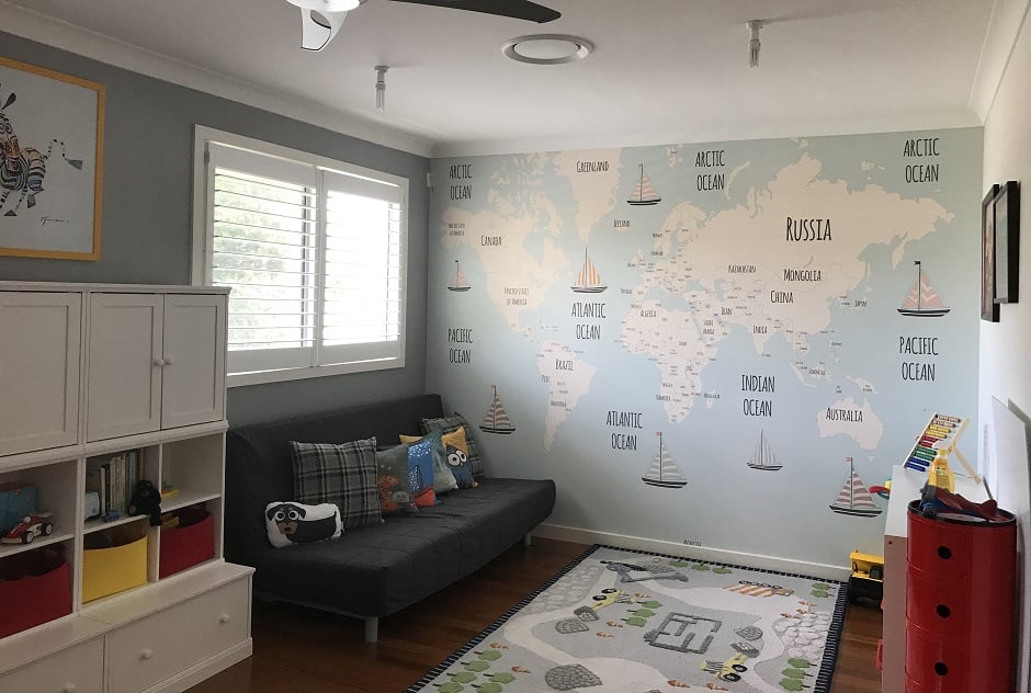 Kids room map mural