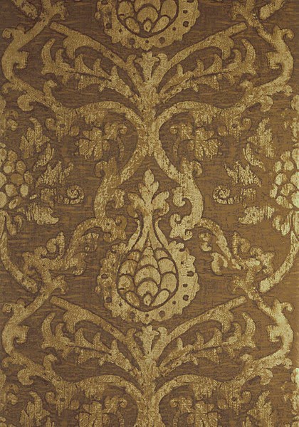 Faded damask gold wallpaper