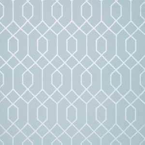 Geometric trellis traditional wallpaper in blue