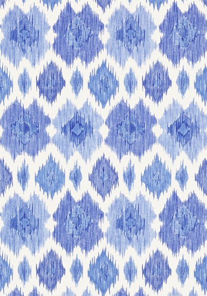 Floral Ikat wallpaper pattern blue