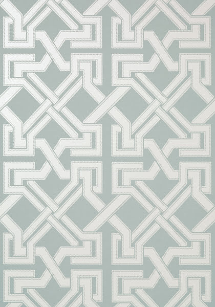 Large scale lattice pattern wallpaper aqua