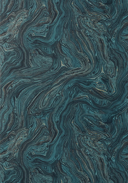 Marbled effect wallpaper in turquoise