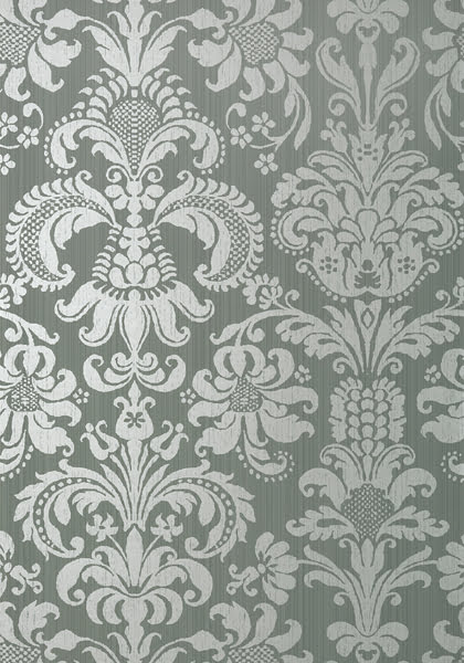 Damask vintage style silver wallpaper