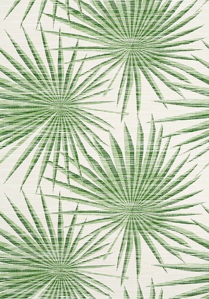 Palm frond grasscloth wallpaper green