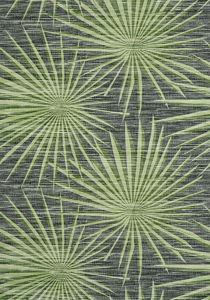 Palm frond grasscloth wallpaper