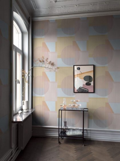 Retro shapes wallpaper in pastel