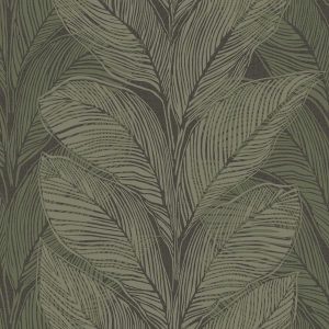 Green large leaf wallpaper