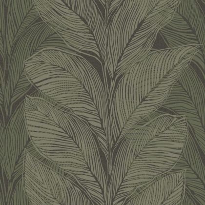 Green large leaf wallpaper