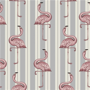 tropical wallpaper - Flamingoes on stripes