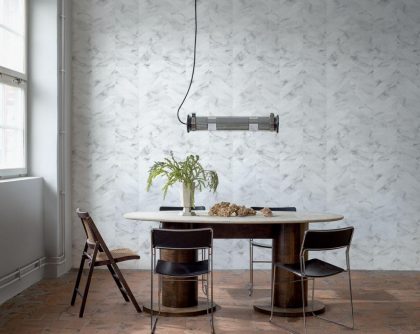white marble herringbone tiled effect wallpaper
