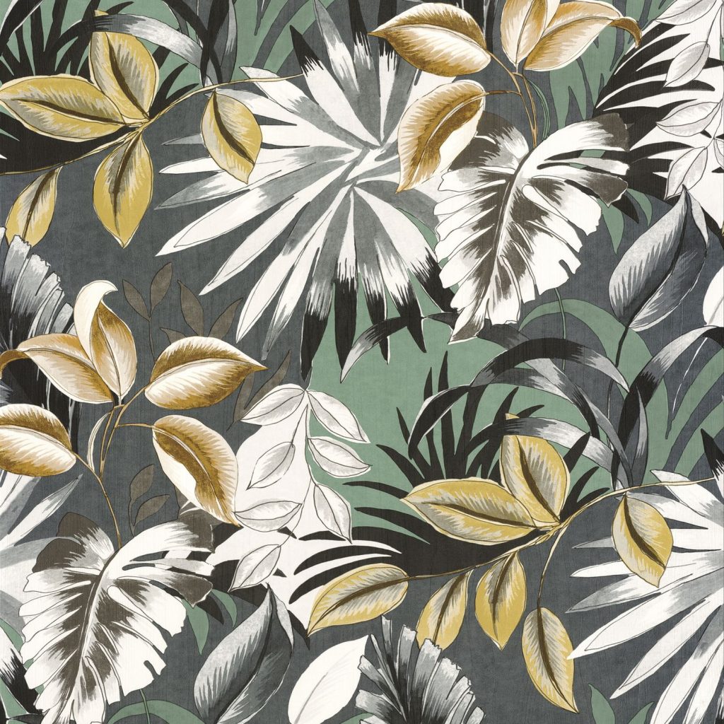 Urban Jungle grey wallpaper large palm leaves pattern wall paper