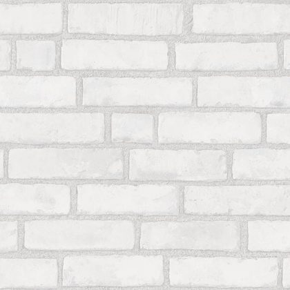 painted white brick look wallpaper