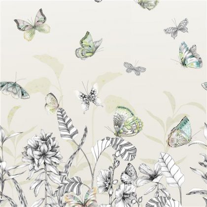 Butterfly wallpaper mural in beige