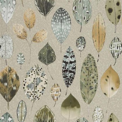 Leaf wallpaper in beige and neutrals