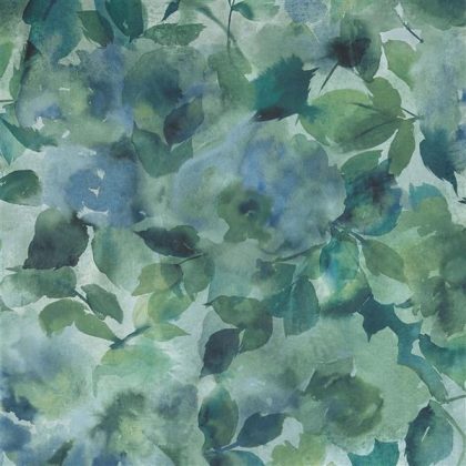 watercolour floral wallpaper in green