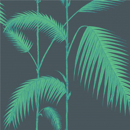 palm leaves wallpaper green on black
