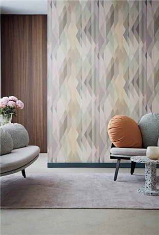 living room geometric wallpaper Prism pastel