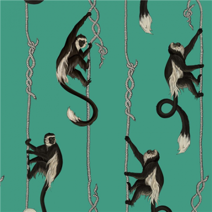 monkey wallpaper in turquoise