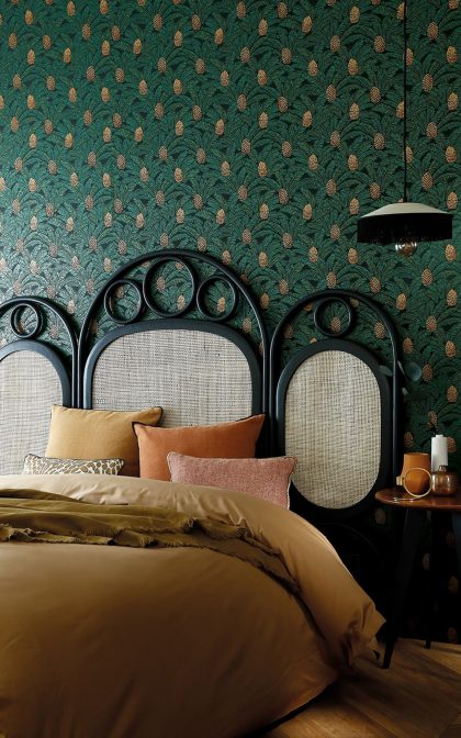 pineapple wallpaper green bedroom inspiration