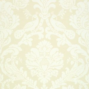 beige damask and peacock wallpaper