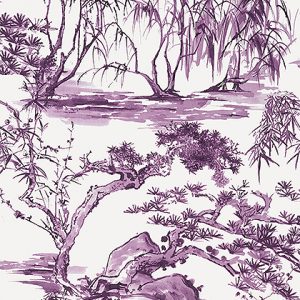 Kyoto wallpaper in purple Japanese garden