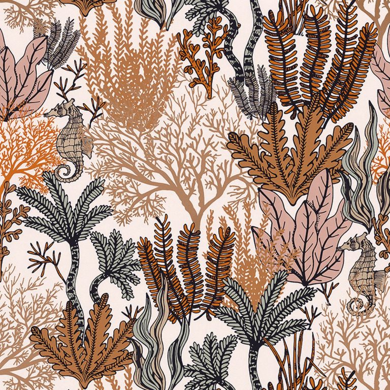 coral wallpaper in terracotta
