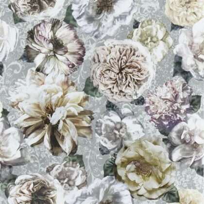 large silver floral wallpaper