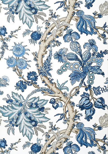 blue and white heritage wallpaper
