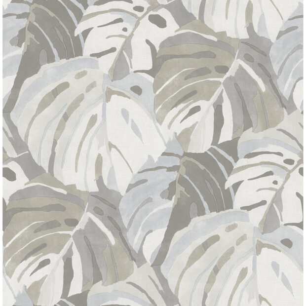 grey monstera leaf wallpaper