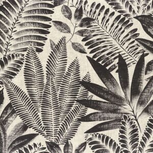 palm leaves wallpaper black on beige
