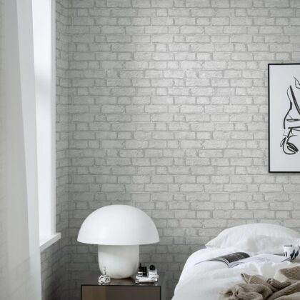 wallpaper that looks like white painted brick wall