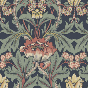 multi coloured traditional floral wallpaper