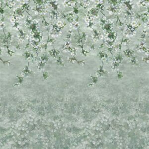 Chinnoiserie sage green floral wallpaper