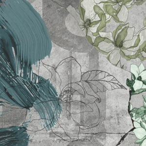 Paint effect floral abstract wallpaper mural