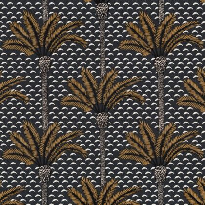 Modern tropical palm tree wallpaper in black