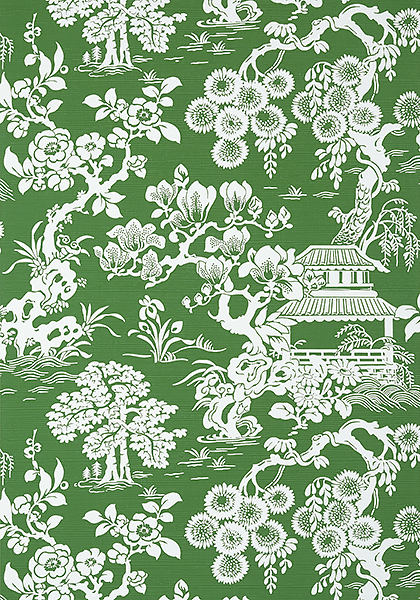 Green Japanese style wallpaper Pavilion