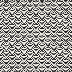 Art Deco black and white wallpaper fan wave pattern