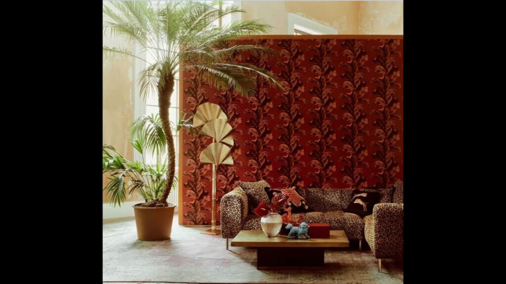 Paloma Home statement wall red leaf wallpaper