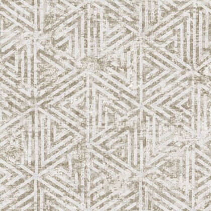 Soft brown geometric wallpaper in faded aged effect