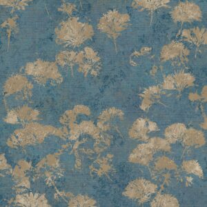 Ghadesak - gold and blue dandelion floral wallpaper