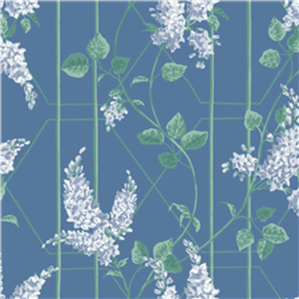 Blue and green wallpaper flowers and trellis