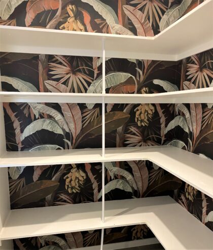 Wallpaper behind shelves - Tropical