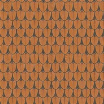 Wallpaper design featuring rows of feathers in burnt orange