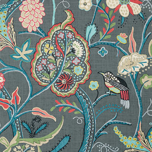 Grey Windsor whimsical floral wallpaper pattern