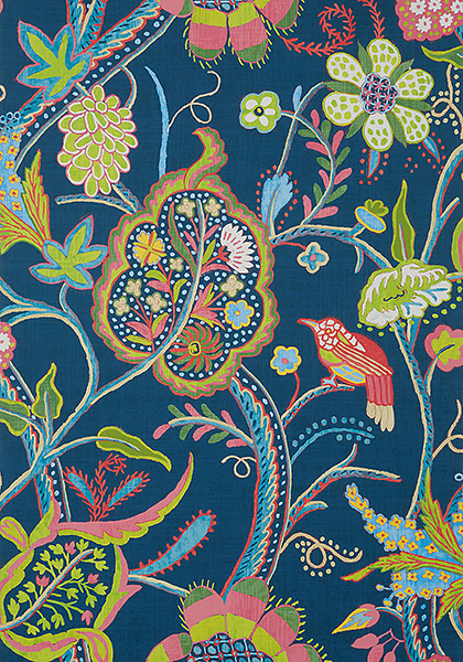 Windsor in Navy is a whimsical floral wallpaper design
