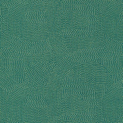 Franz is a striking emerald green wallpaper by Casamance. Featuring curves in abstract pattern made of dots