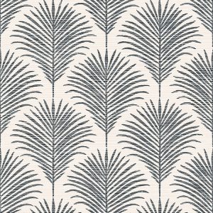 Grasslands Palm frond design in black on an off white background. Vinyl that looks like grasscloth