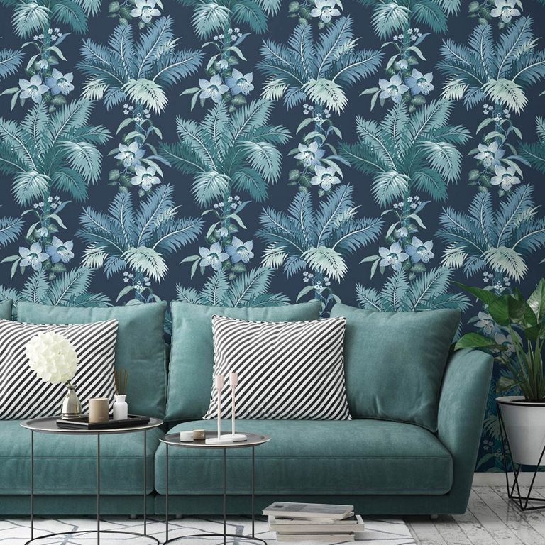 Copeland in Dark Blue Grasslands in a wallpaper idea for living room wall paper
