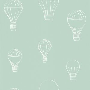 Voyager - Mint wallpaper of hot air balloons on a mint green background